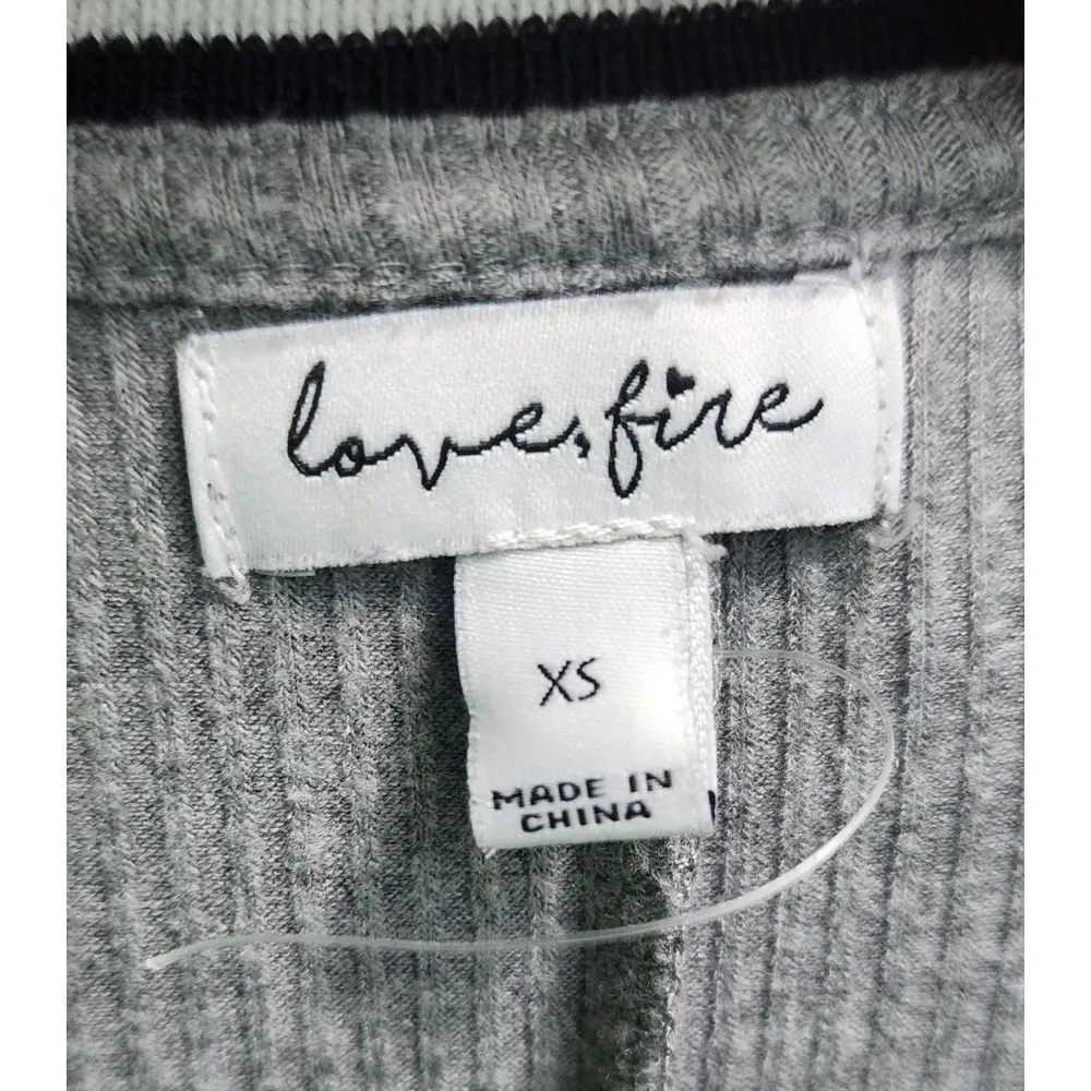 Love, Fire Ribbed Skater Dress Short Sleeve Casual‎ Gray Mini A - Image 3