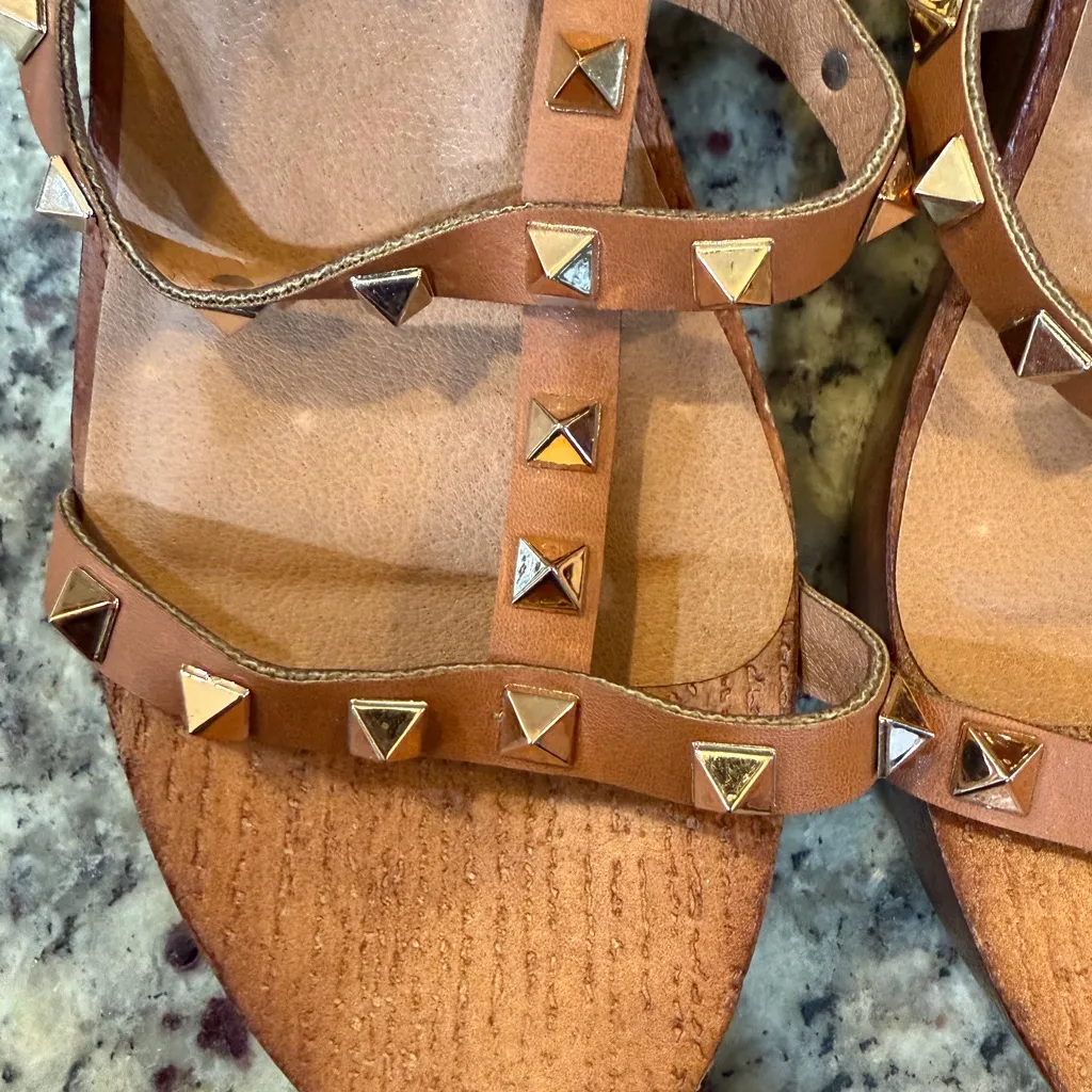 Madden Girl Tan Studded Wedge Sandals - Image 4