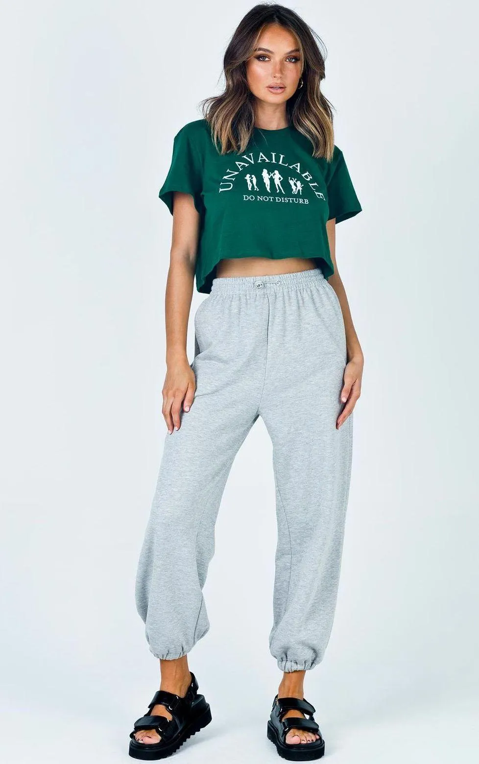 Princess Polly Unavailable Green Crop Tee - Image 2
