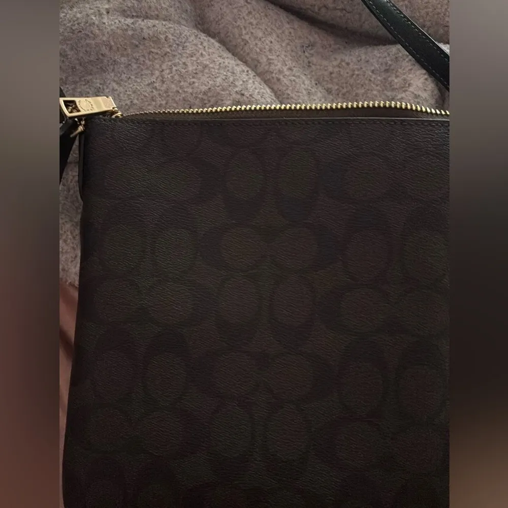 Brown with black coach signs and gold zipper - Image 2