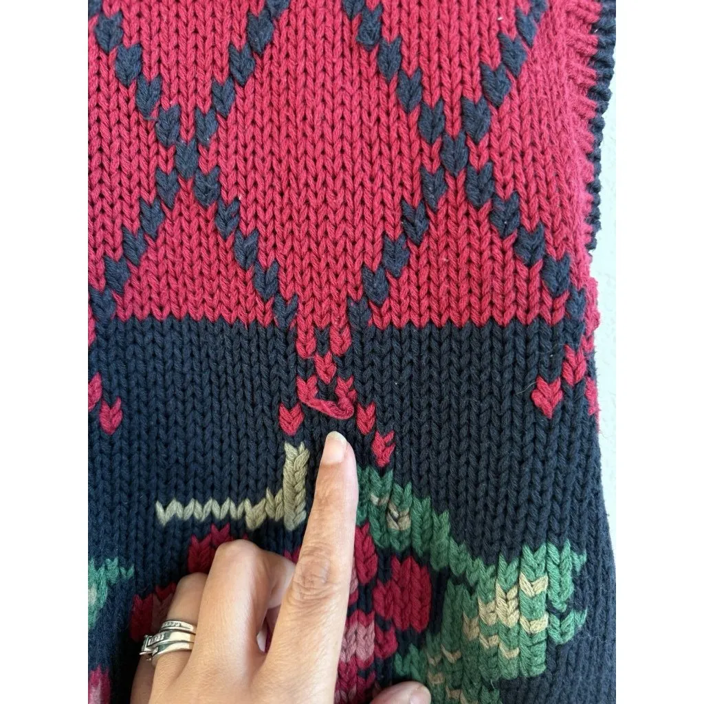 Herman Geist Womens Medium Linen Novelty Grapes Cottagecore Vintage Sweater Vest - Image 8