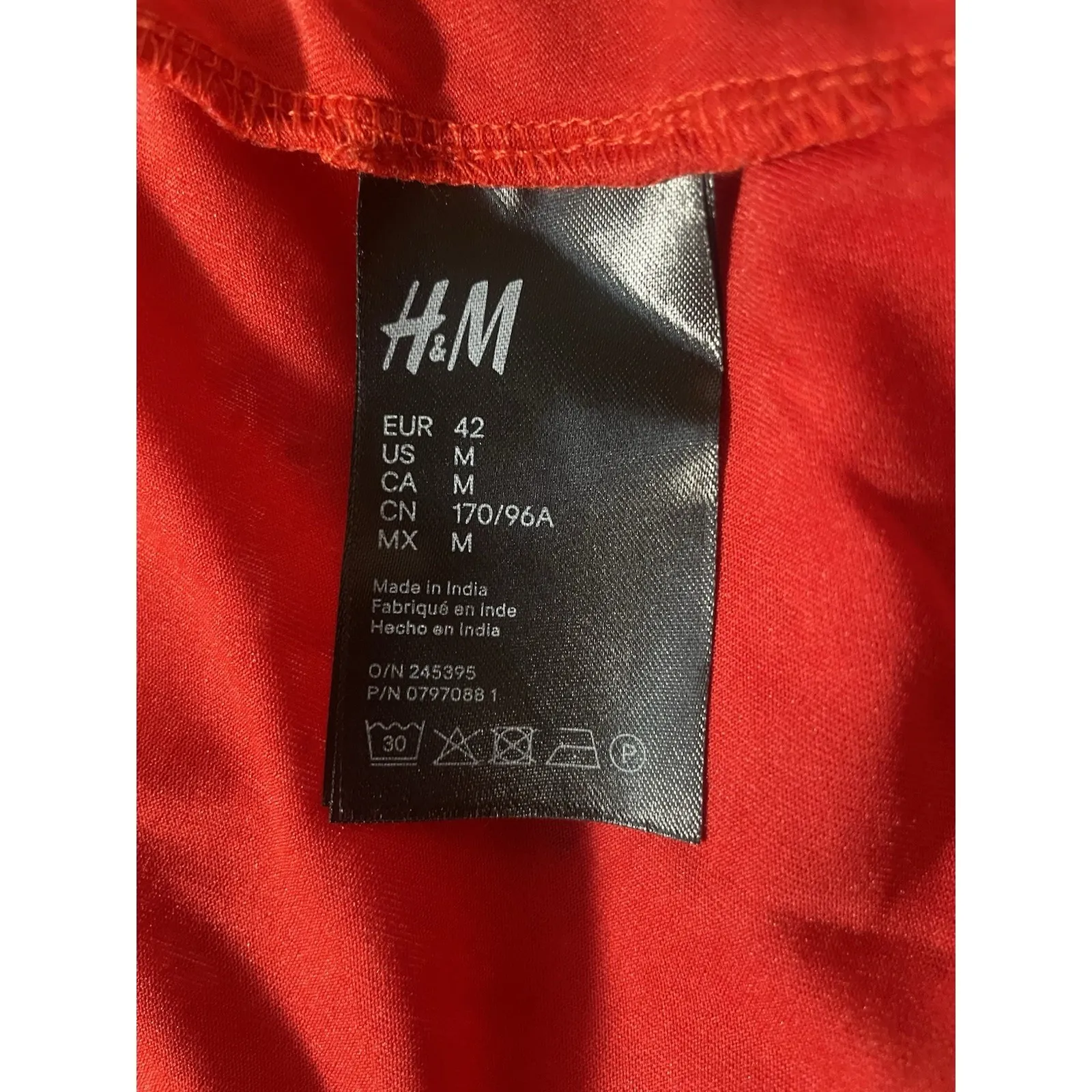 H&M Divided‎ Red Ruffle Floral Mini Dress Long Sleeve Tiered Women's M - Image 7