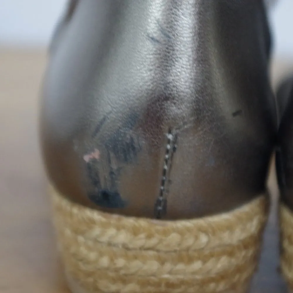 Spanish Made Gold Leather Strappy Slight Wedge Espadrilles EU 39 - Image 8