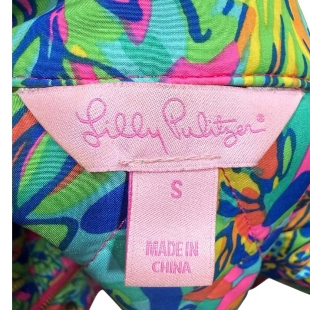 Lilly‎ Pulitzer Getaway Quilted Puffer Vest Pink Size Small Preppy Old Money - Image 2