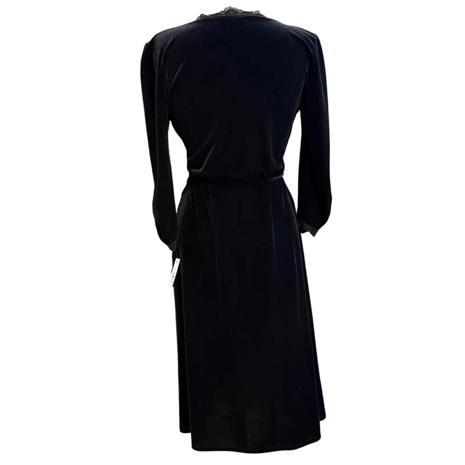 NWT Apt 9 L Dress Black Velvet Wrap Lace Glam Goth Dark Academia Witchy Sexy 90s Size L - Image 3