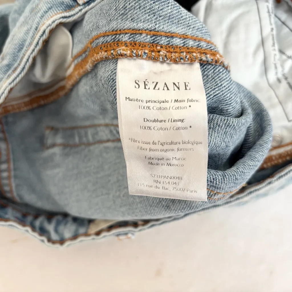 Sézane Brut Sexy Faded Tapered Straight Jean in Bleach Blue - Image 6