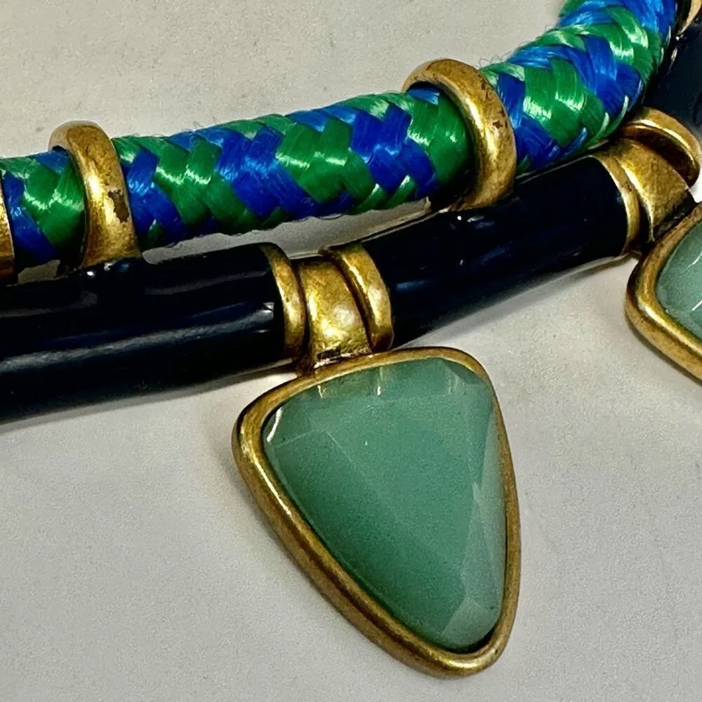 J. Crew jeweled enamel rope statement necklace Green - Image 9