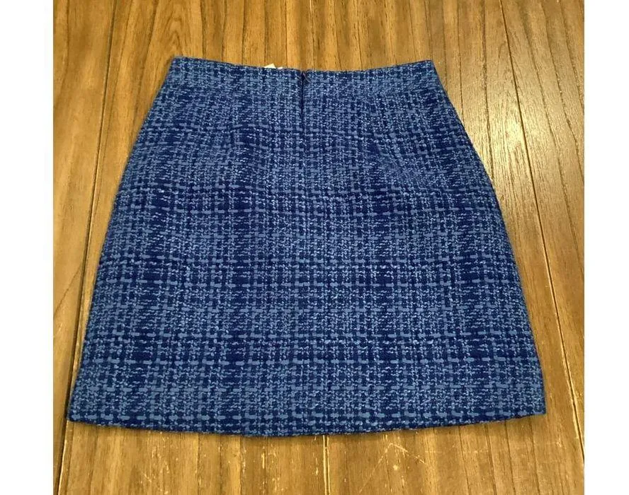French Connection Azzurra Tweed Plaid Mini Skirt Blue NWT MSRP $98 size 2 - Image 5