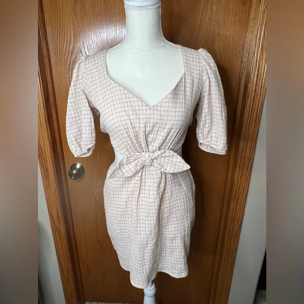 NWT Zara linen blend mini dress with puff sleeves XS - Image 2