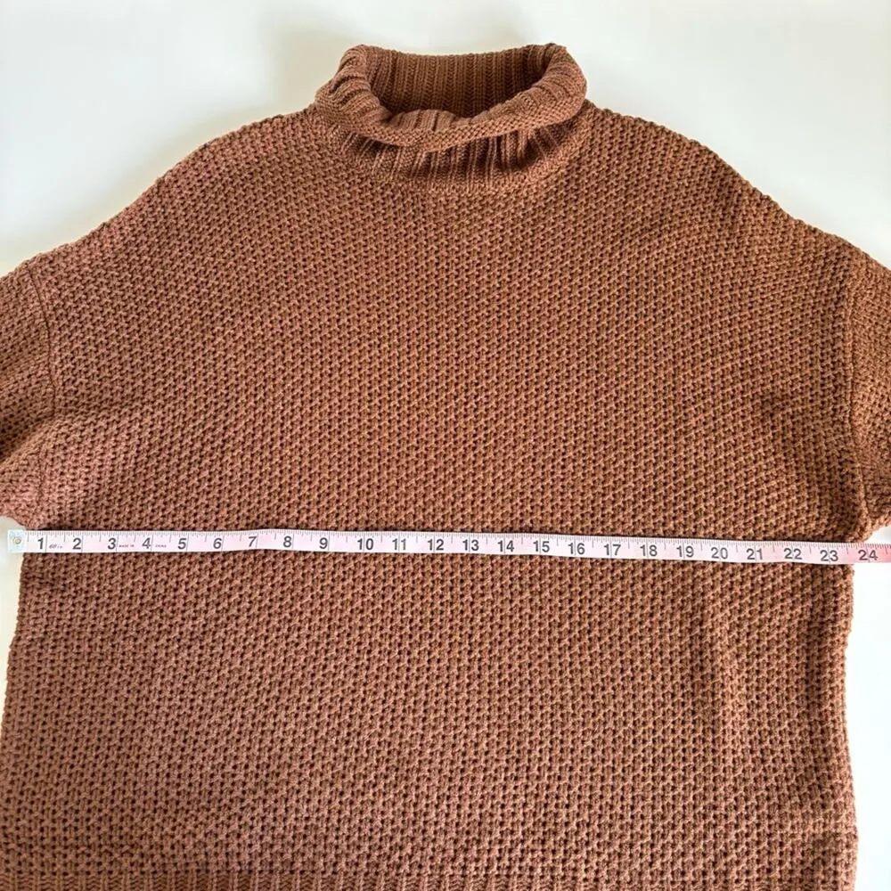 Cezele Boutique Brown Slouchy Loose Fit Knit Drop Shoulder Sweater Size Medium - Image 6