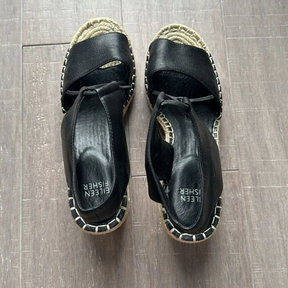 Eileen Fisher Agnes Suede Espadrille Wedge Sandal Shoes Women's Size 7.5 - Image 3