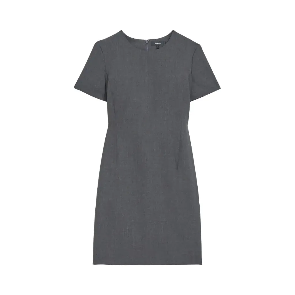 NWT Theory Jatinn in Charcoal Melange Stretch Wool Short Sleeve Dress 0 - Image 2