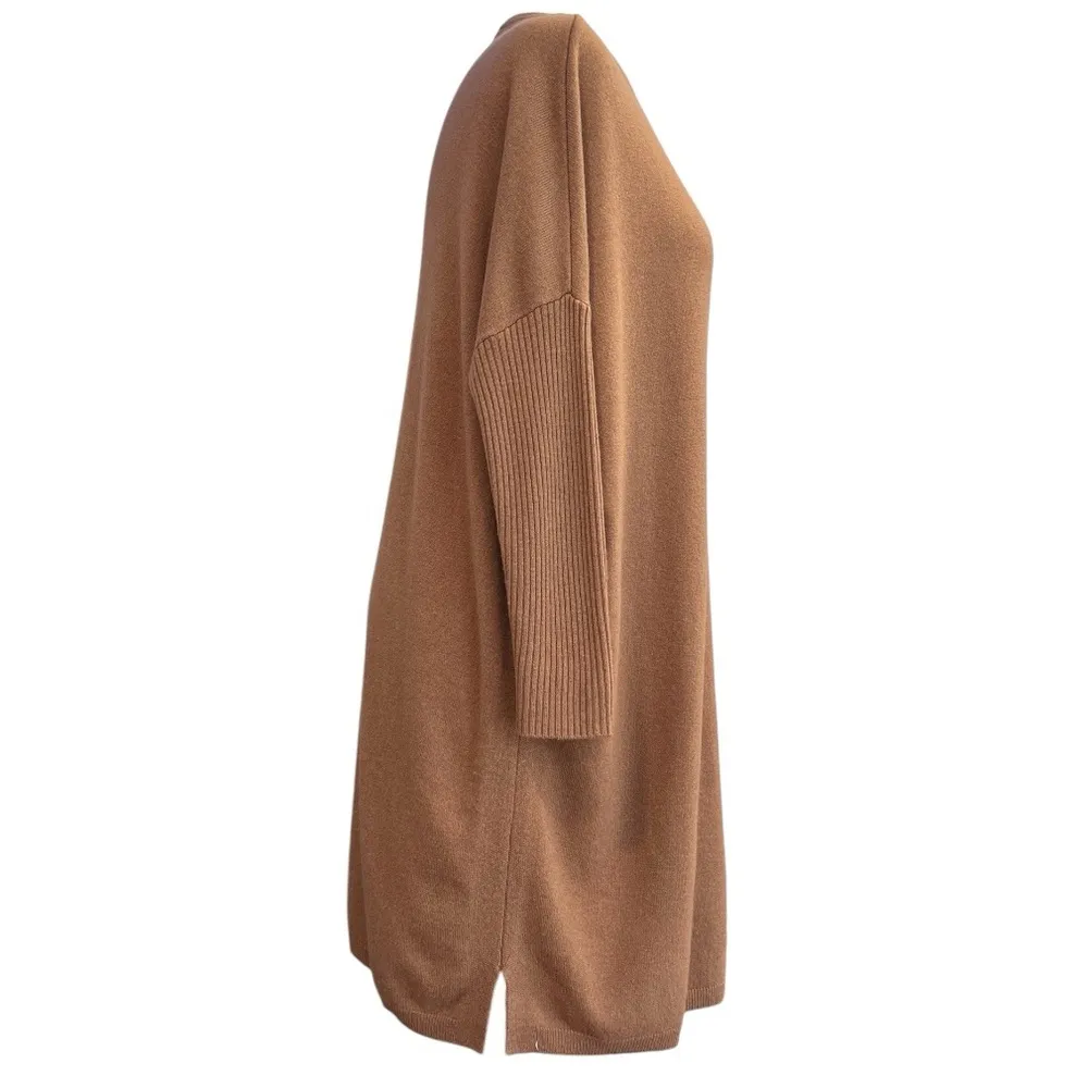 Gerard Darel Jason Sweater Dress 100% Wool V-Neck Camel Brown Oversized Small - Image 5