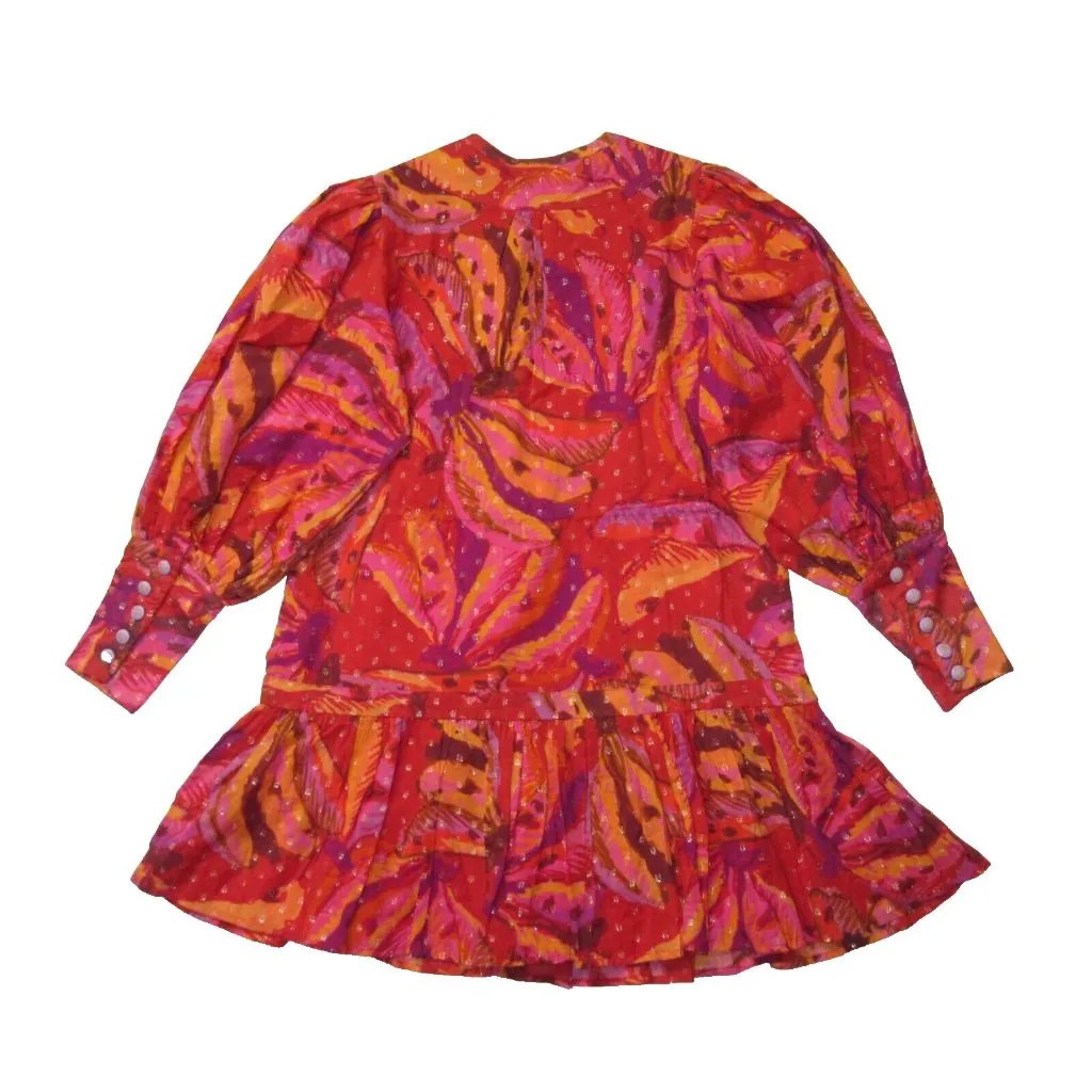 NWT FARM Rio Banana Juice Mini in Red Orange Puff Sleeve Cotton Dress S $195 - Image 8
