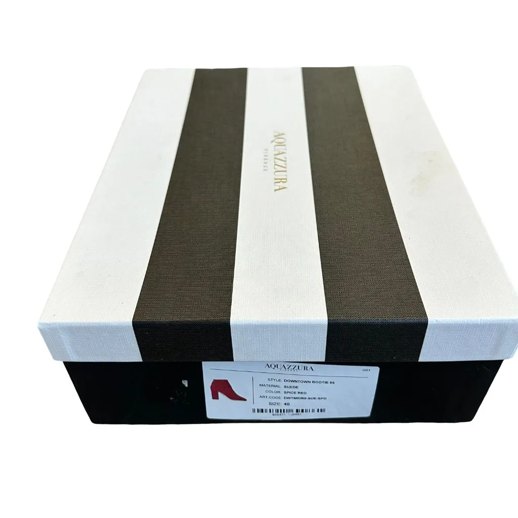 Aquazzura Downtown Booties 85 Spice Red Boots Suede High Heel Size 40 10 Women's - Image 14