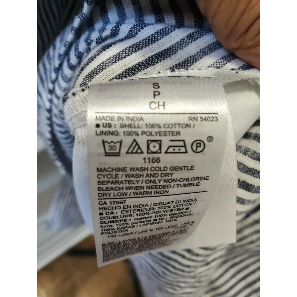 Old Navy Women Black & White 100% Cotton V-Neck Long Sleeve Knee Length Dress S - Image 10