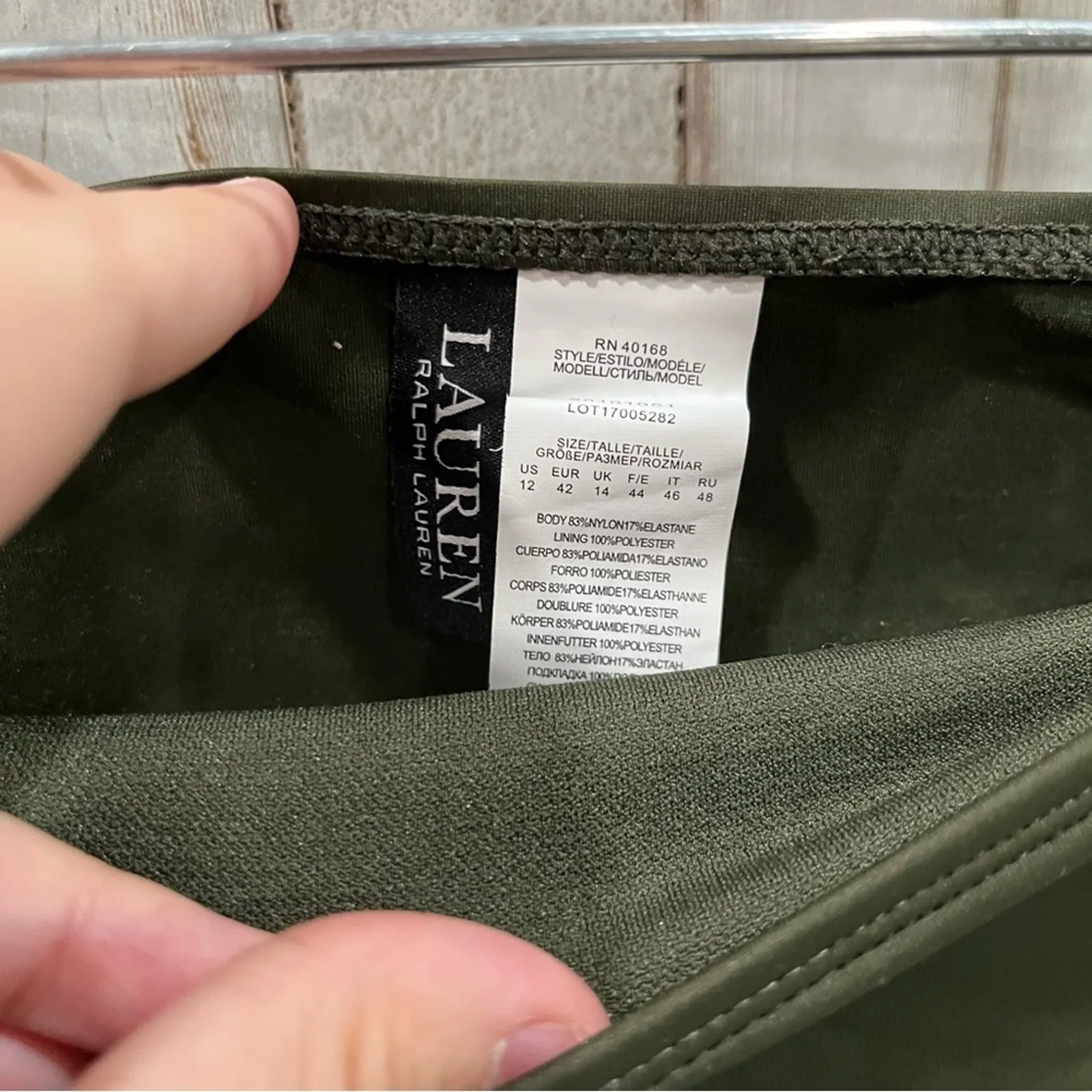 New Lauren Ralph Lauren Beach Club Solids Hipster Bikini Bottom Olive Green - Image 5