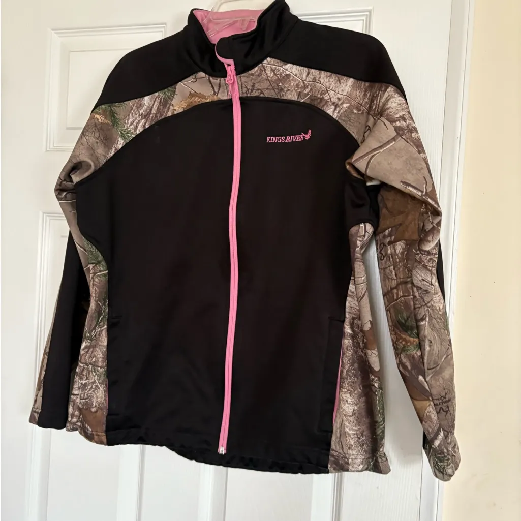 Women's Black and Pink camo Jacket Size M - Image 2