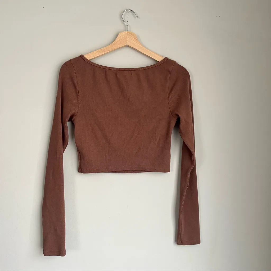Revolve Lovers and Friends Cropped Long Sleeve Ribbed Blake Top Size Small - Image 5