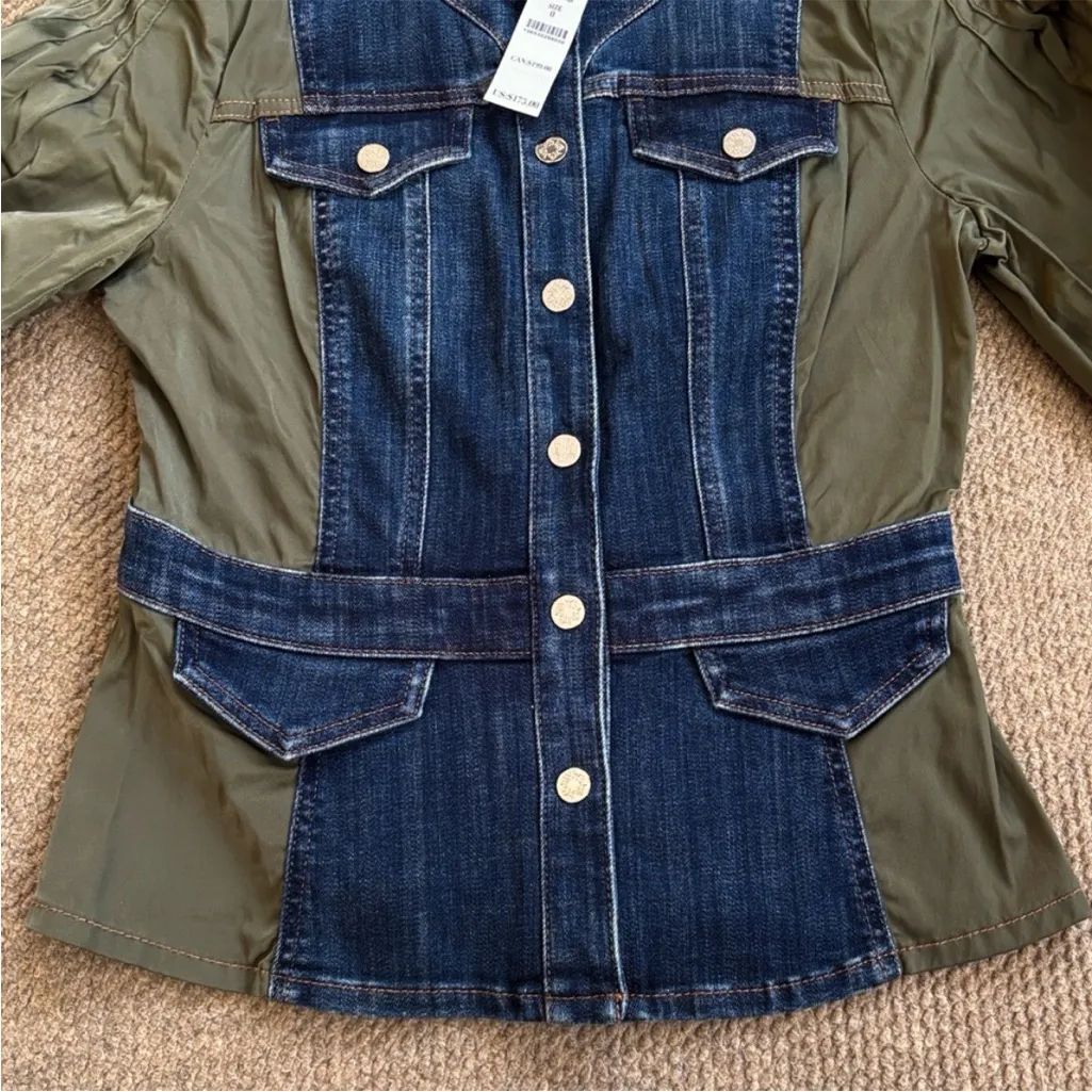 NWT White House Black Market
Novelty Sleeve Trucker Jean Jacket
Size 0 Rtl. $175 - Image 8