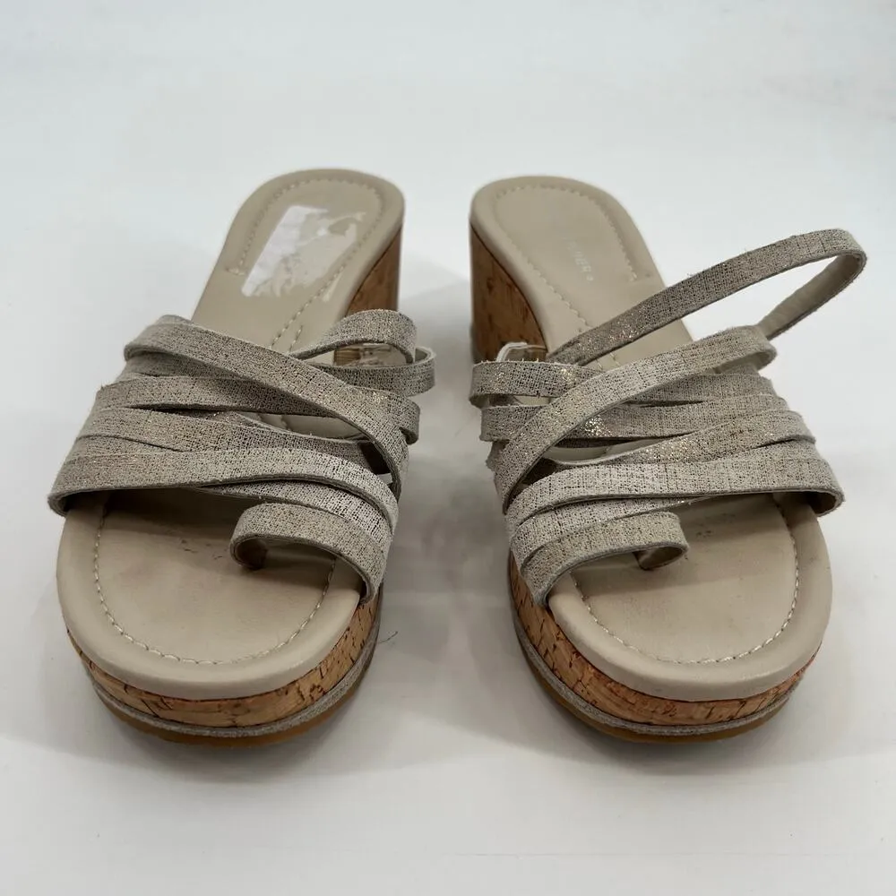 Donald J Pliner leather Sandals Slides Flip Flops Wedge Platform Beige Shoes 6.5 - Image 3