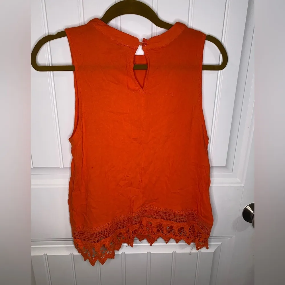 Elodie Orange Tank Top w/ Lace Detail - Image 6