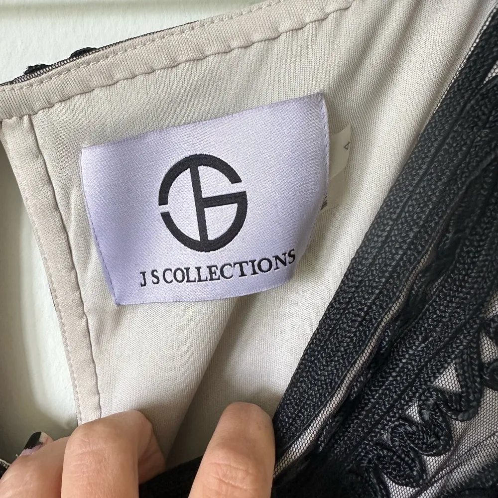 JS Collections Soutache Trumpet Evening Cocktail Dress in Black - Size 4 - Image 7