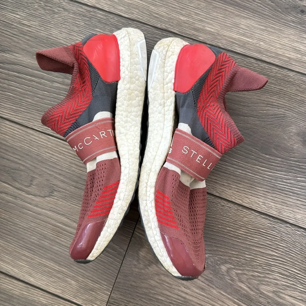 Stella McCartney x Adidas Red/Grey Knit Ultra Boost Sneakers Orange Size 9 - Image 8