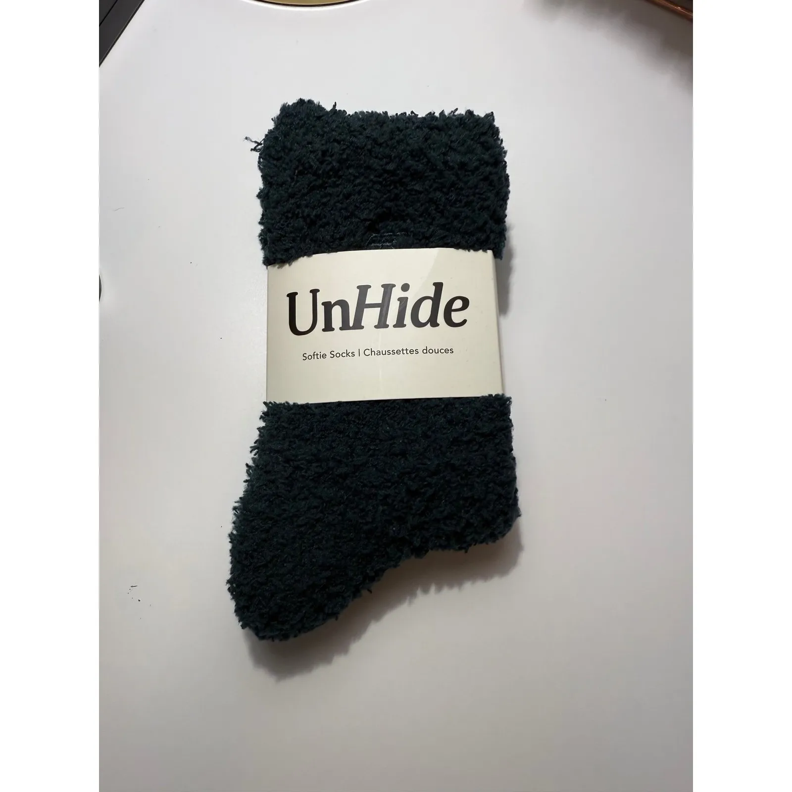 Unhide Softie Socks Dark‎ Green Cozy Plush Loungewear One Size - Image 2