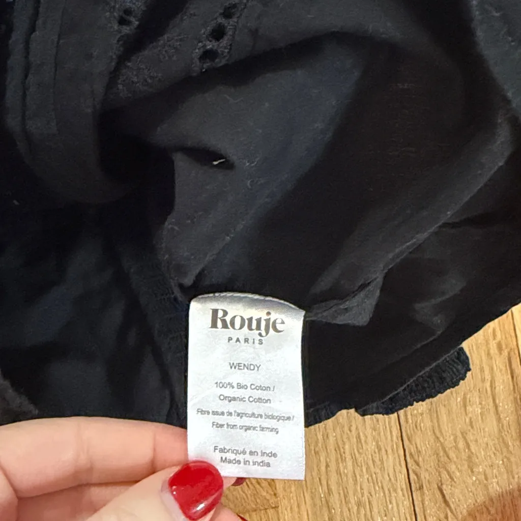 Rouje Black Organic Cotton Wendy Corset Embroidered Blouse Sz 36 - Image 7