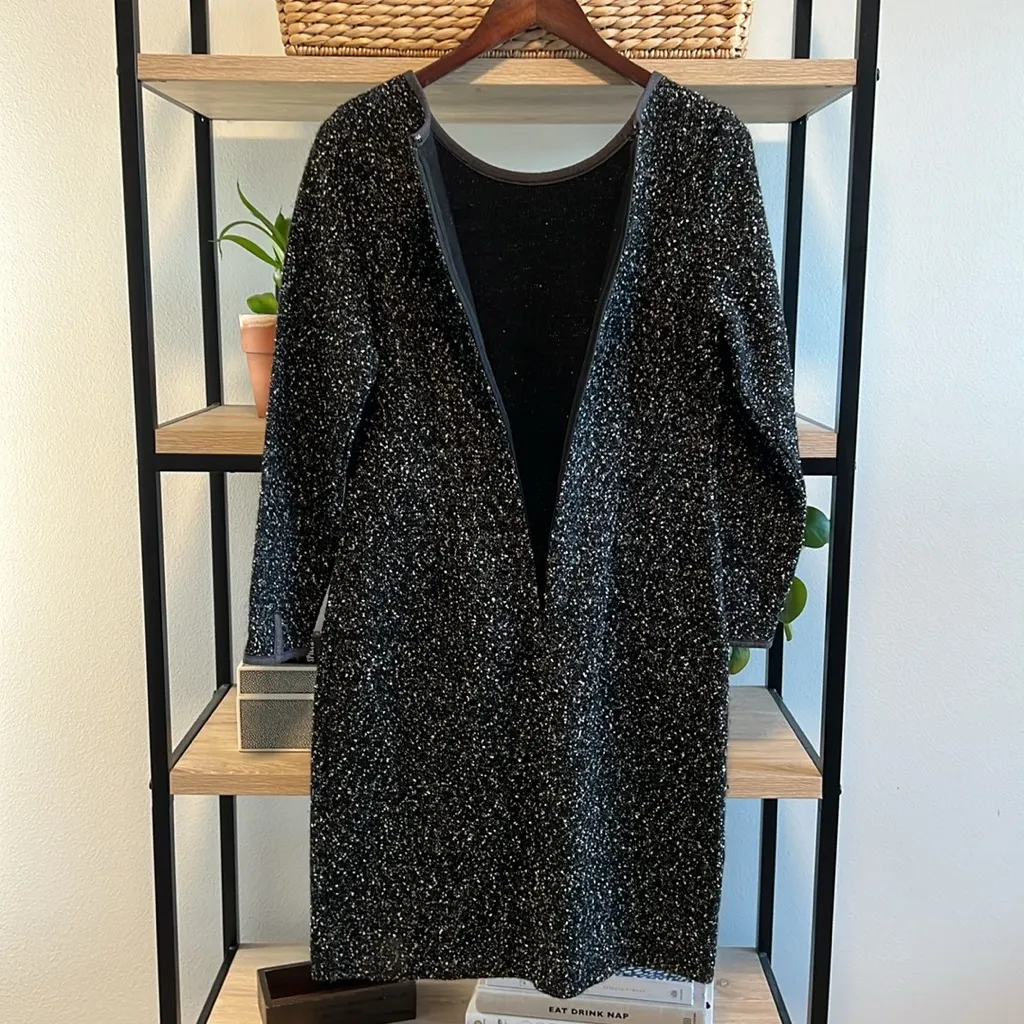 Talbots Nub Woven Tweed Jacquard Long Sleeve Knee Length Dress, 8 - Image 7