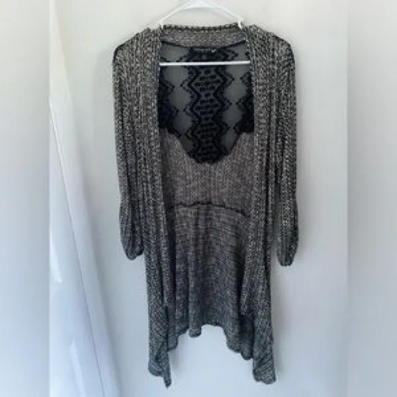 Living Doll LA Asymmetrical Draped Cardigan Dress Lace Back Sz L Made USA - Image 11