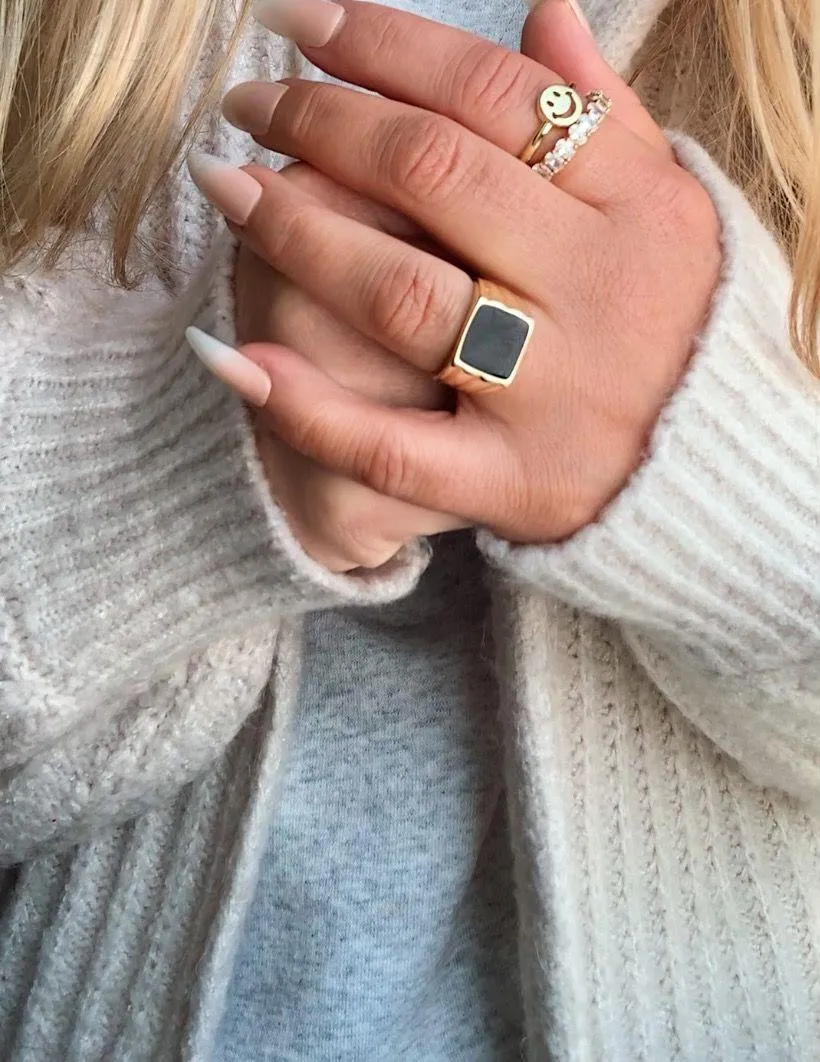 Boutique Sterling Silver Black Signet Ring  - Image 6