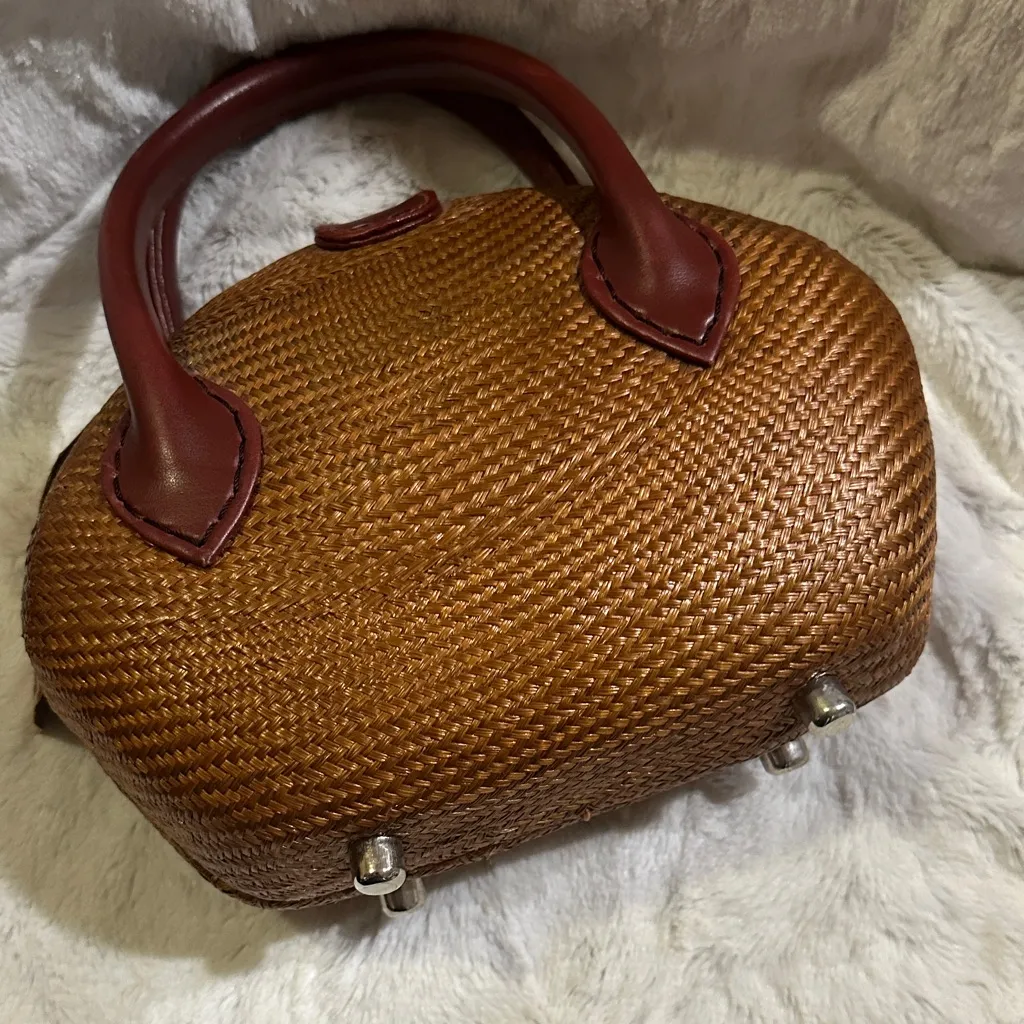 Le Sac Brown Woven Handbag - Image 3