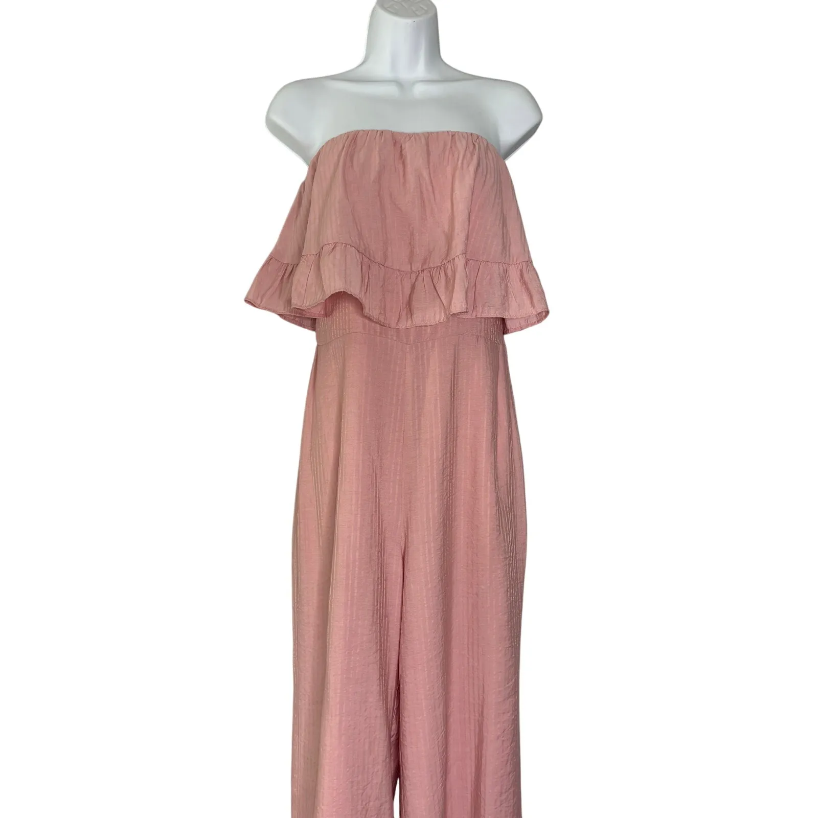 Lovers & Friends Nellie Pink Strapless Jumpsuit Ruffle M - Image 2