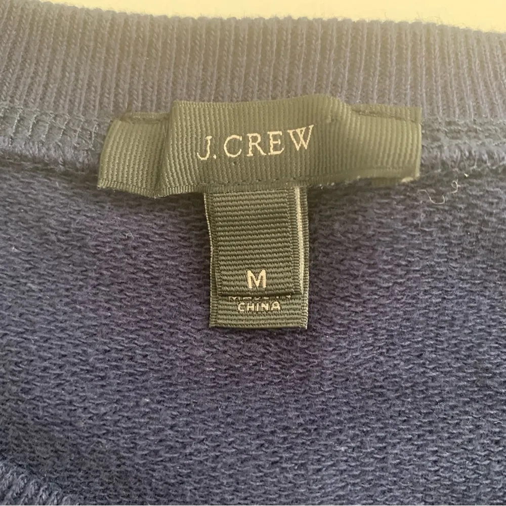 J.Crew  Navy Blue Pom Pom Crew Neck Sweatshirt Size M - Image 2