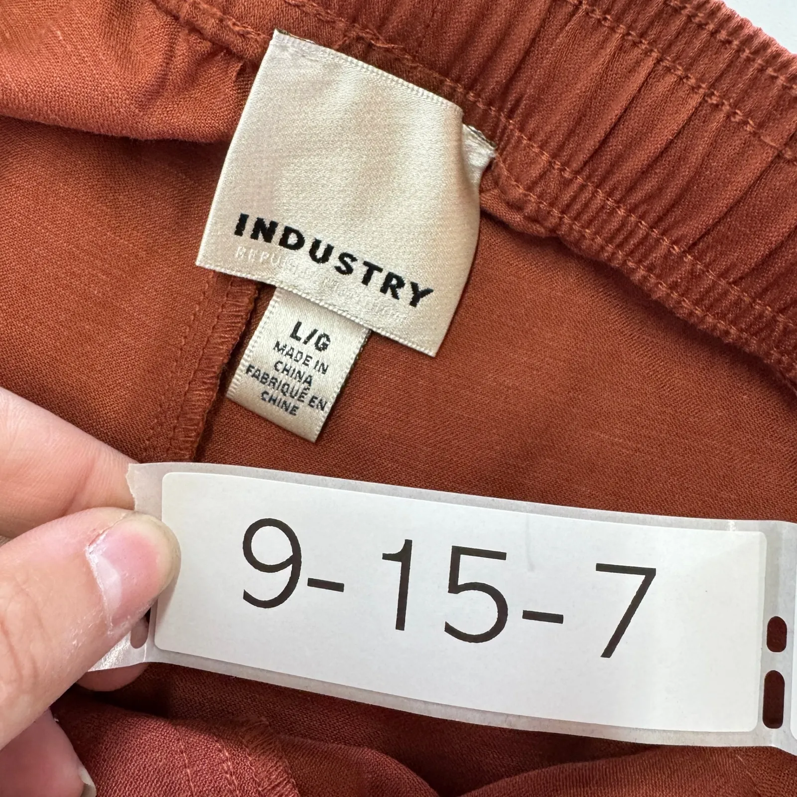 Industry Pants‎ Womens Large Orange Linen Blend Wide Leg Drawstring Pockets Brown Size undefined - Image 3