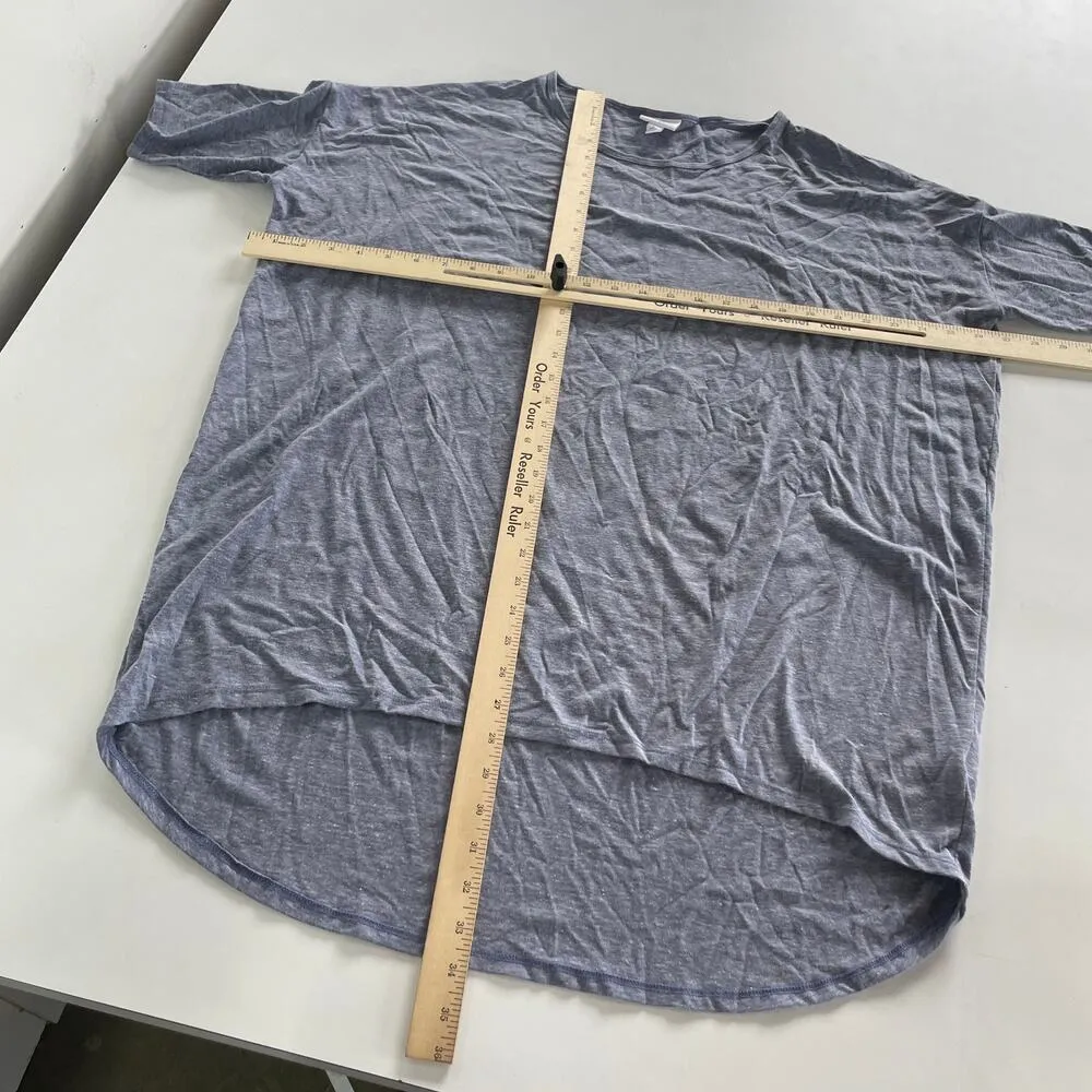 LuLaRoe Shirt Womens Large Solid Grey Short Sleeve Tunic Top Oversized Cotton - Image 4