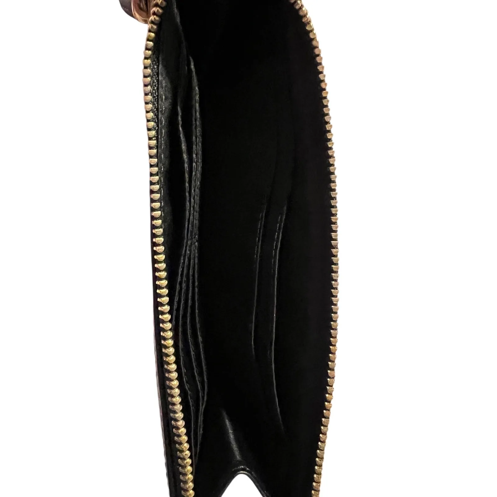 Coach Signature Jacquard Accordion Zip Wallet Black Leather Trim - Image 6