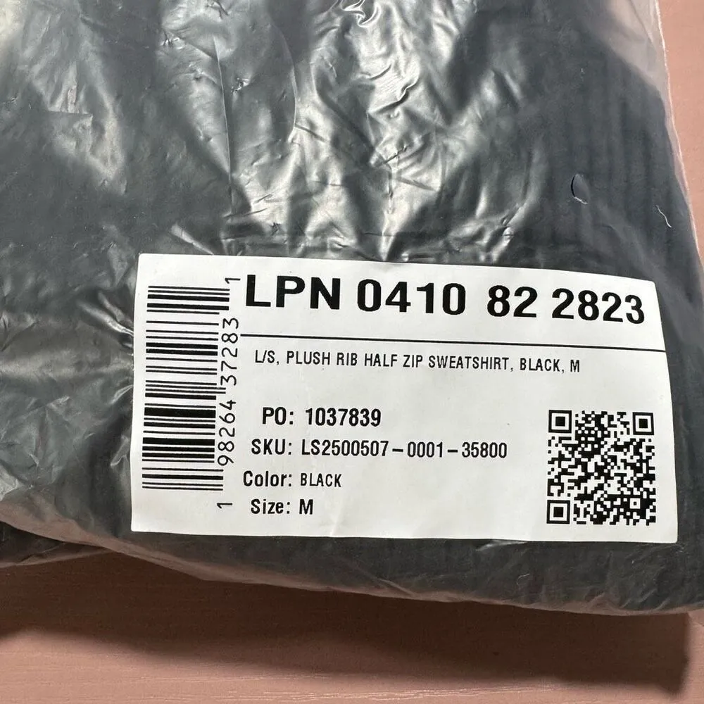 Fabletics New Plush Rib Half Zip Sweatshirt Black - Image 4