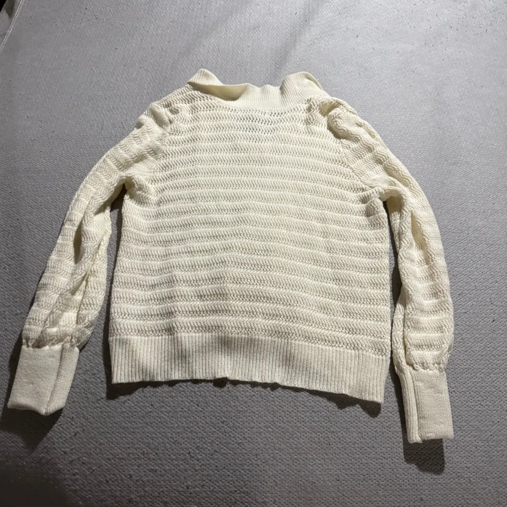 Rachel Zoe  Collared Cream Pointelle Knit Pullover Polo Sweater Size Large EUC - Image 5