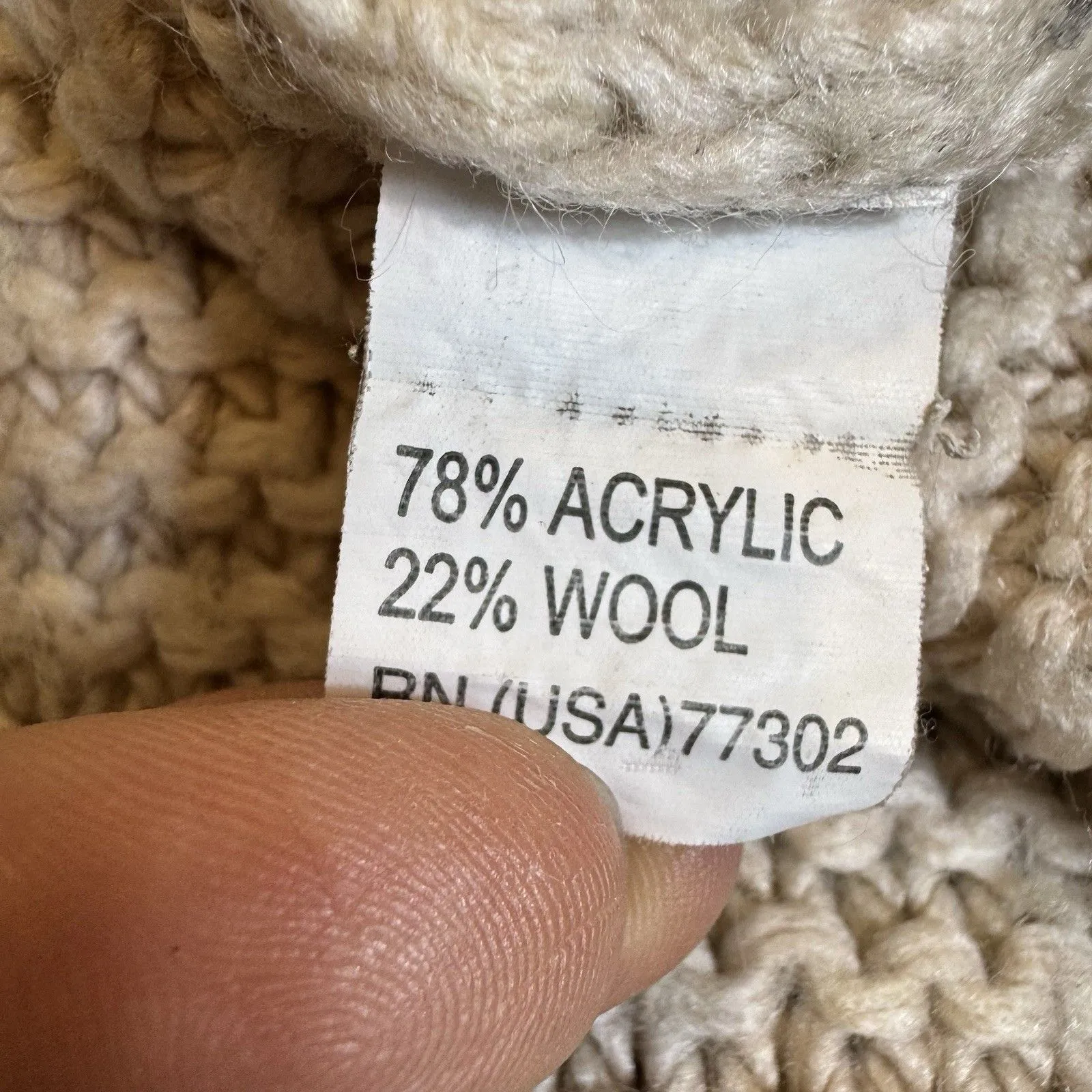 Zara Cable Knit Chunky Sweater Size M Fisherman Preppy Y2K Mock Neck Wool Blend - Image 5