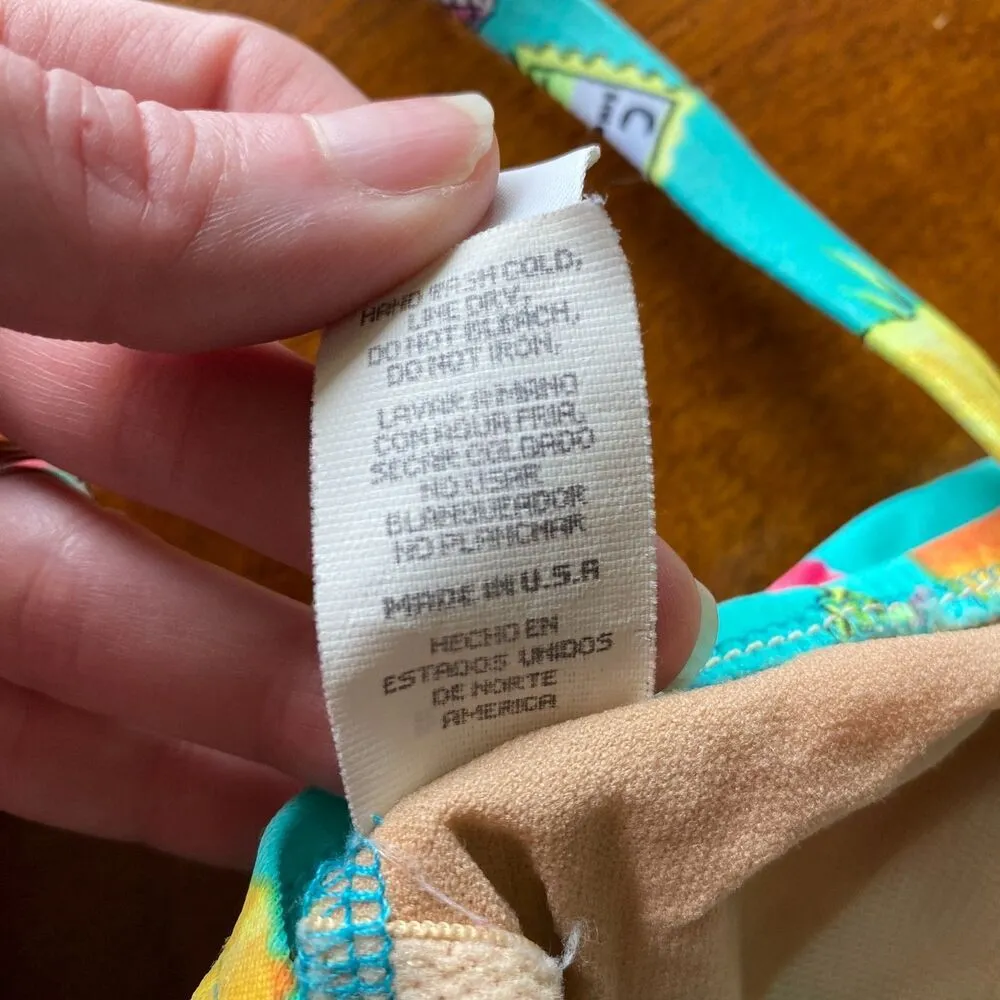 Vintage 80s 90s Coral Key Womens High Cut One Piece Swimsuit Bathing Suit 10 Green - Image 5