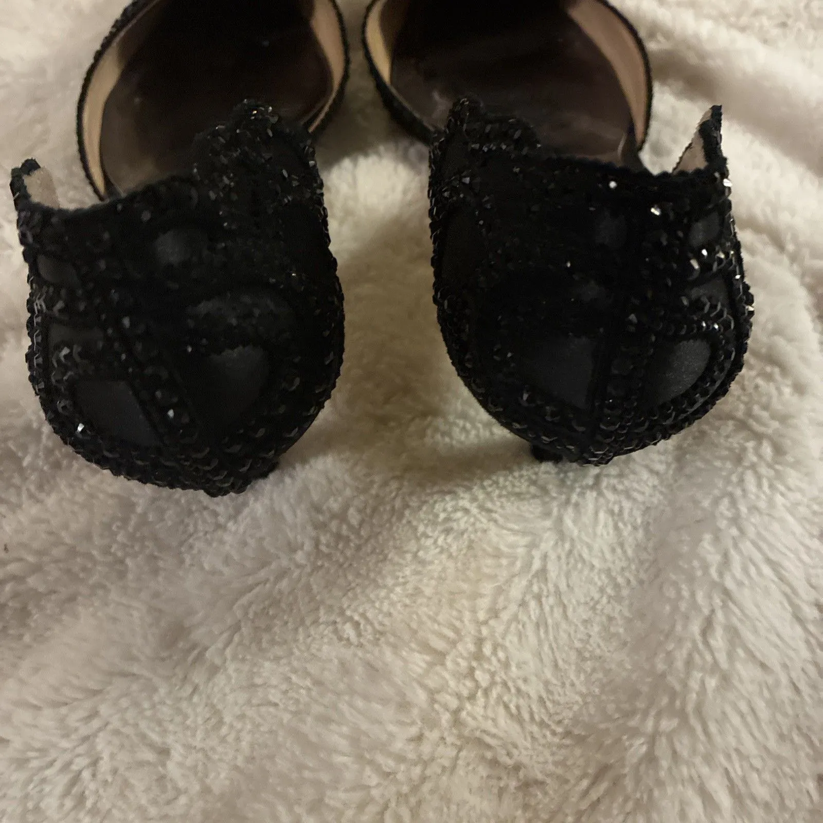 Bagley Mischka Ginny Black Embellished Kitten Heel Dress Pumps Evening Shoes 8.5 - Image 3