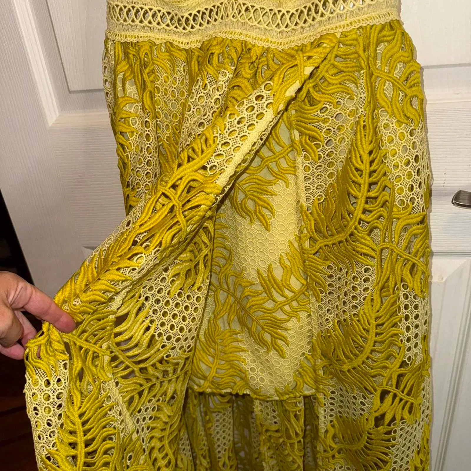 ASOS EDITION cutwork embroidered palm dress with maxi overlay - Image 5