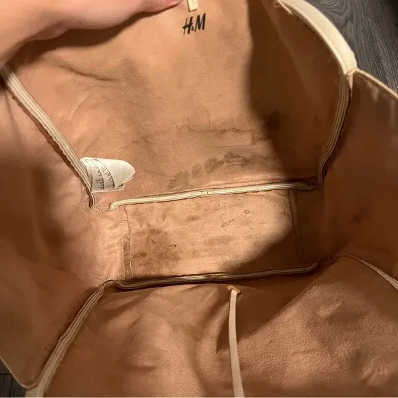 H&M Clay Large Tote Bag Top Handles Blush Pink Lining Work Bag Never Full - Image 2