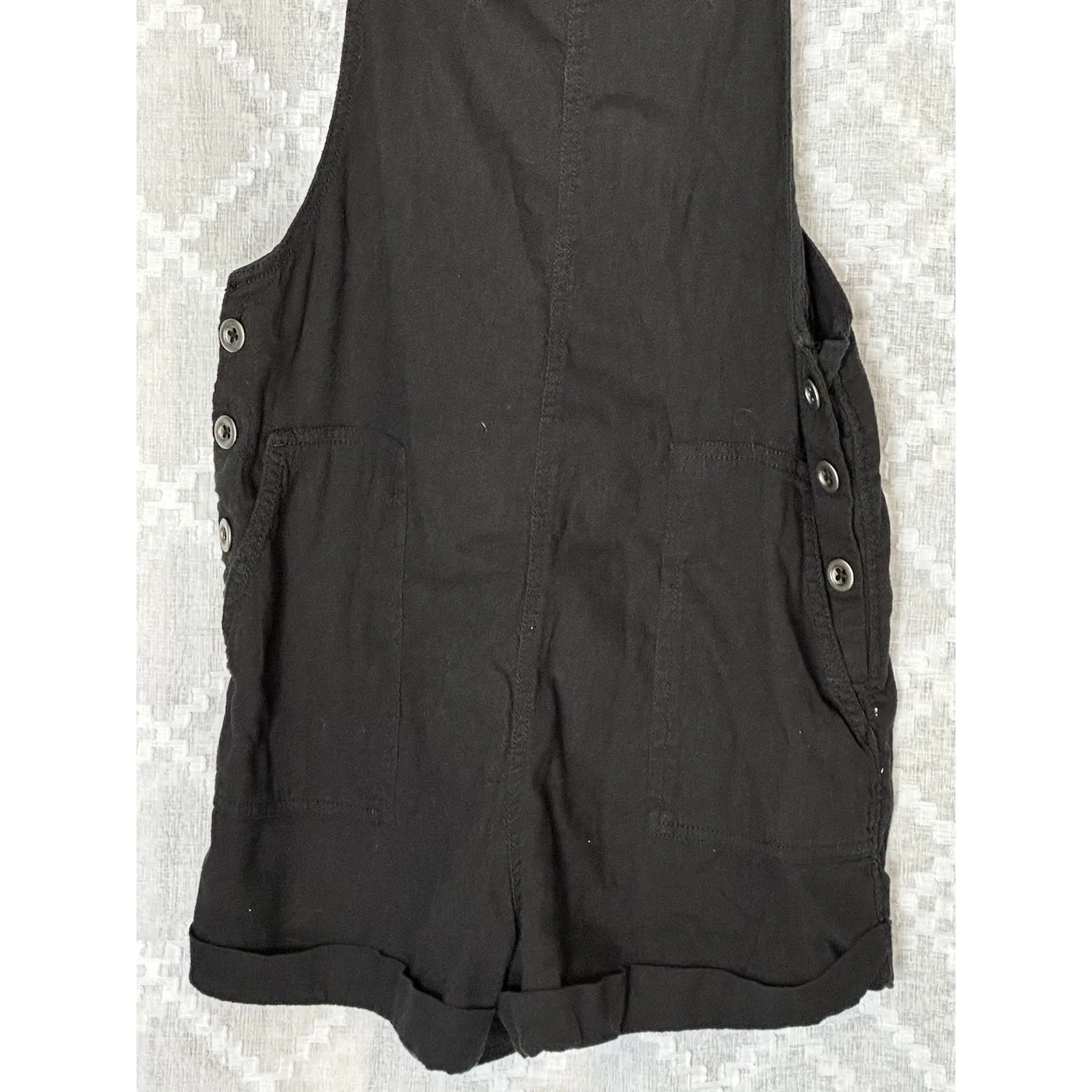 Hollister Linen Blend Overall Romper Womens Medium Black Y2K Coquette Grunge - Image 3