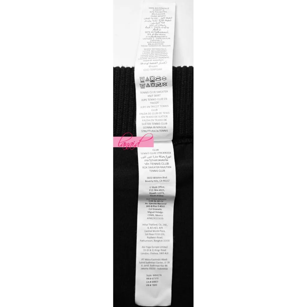 Alo Tennis Club Sweater Knit Skirt Black Ivory Varsity Striped High-Waist Skort - Image 16