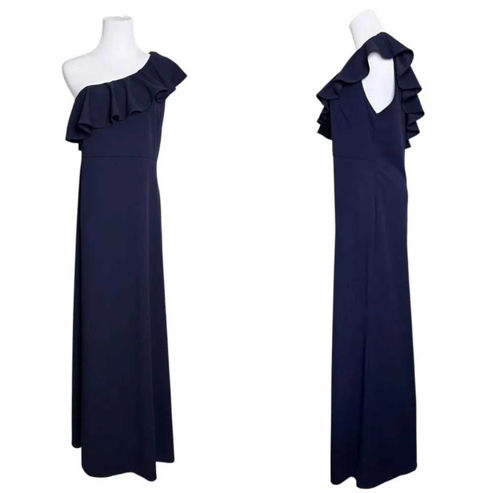 Lulu's Forever Ruffle One Shoulder‎ Trumpet Dress Navy XL Sexy Cruise Date Night - Image 2
