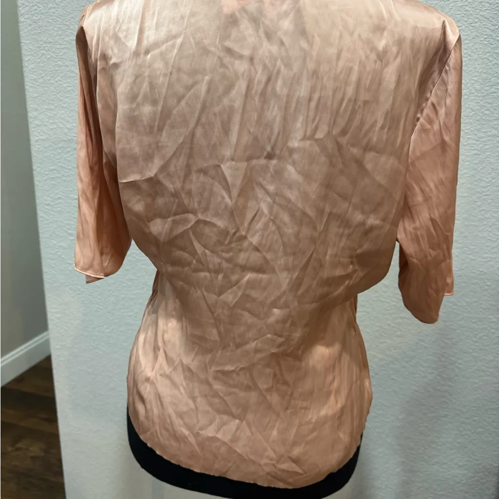 FRAME Pink Shirred Women's Peach Button-Up Top - Image 4